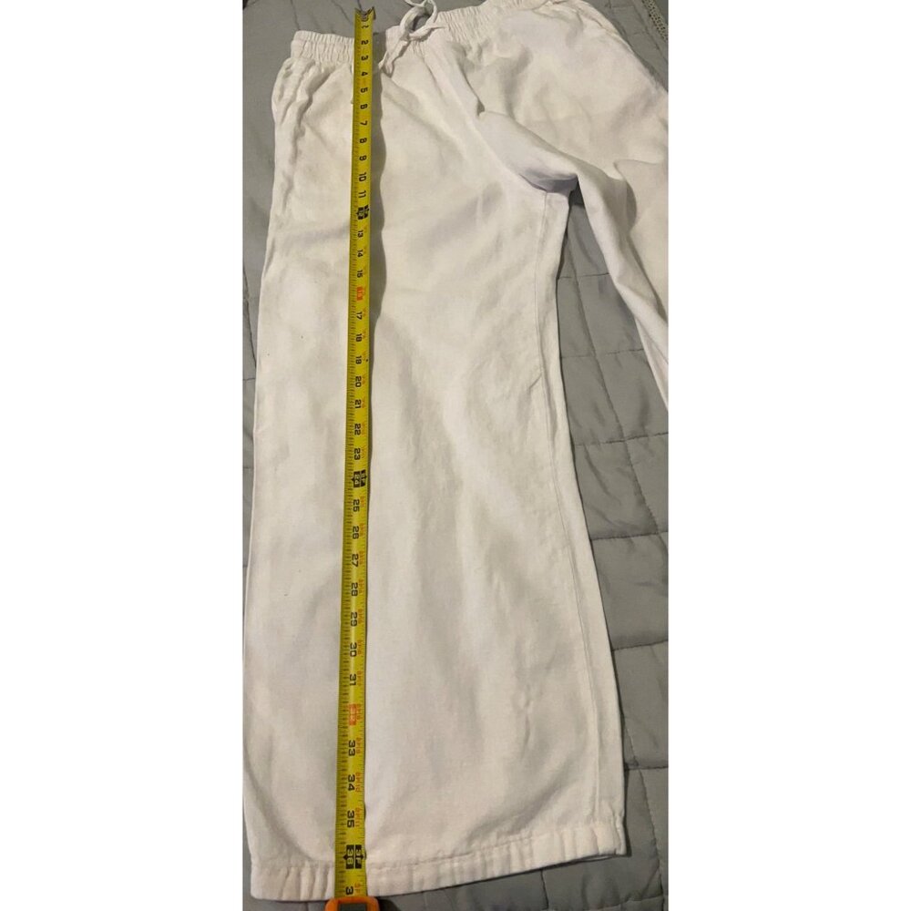 New Look White LINEN and VISCOSE Blend Wide Leg Pants Size US 4 UK 8 Elastic Wai - Picture 6 of 10